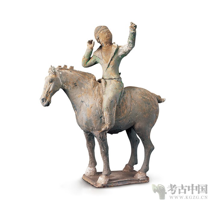唐代 · 彩绘胡人骑马射猎俑（陕西历史博物馆）